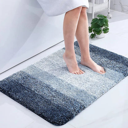 Gradient Stripe Bath Mat - Soft Faux Cashmere & Non-Slip Bathroom Rug