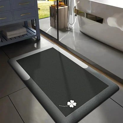 Flannel Bath Mat, Thickened Absorbent Toilet Rug, Non-Slip Printed Floor Mat for Bathroom, Bedroom, and Entrance Decor