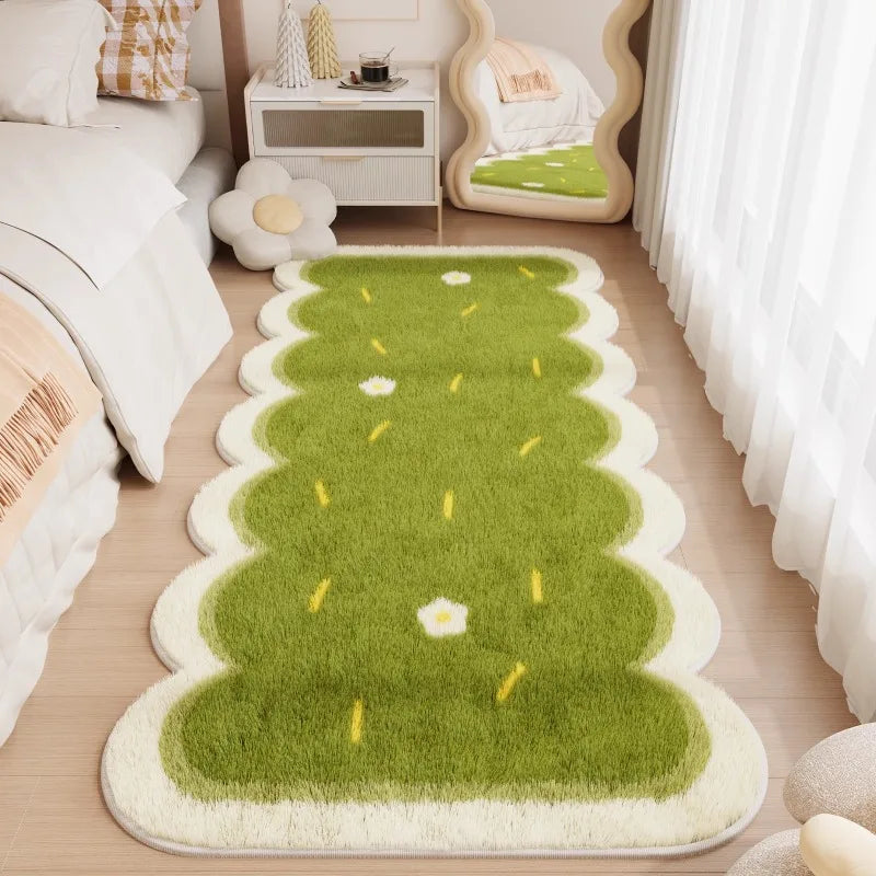 Luxury Bedroom Carpet, Imitation Cashmere Plush Rug, High-End Light Luxury Bedside Floor Mat, Soft Entryway Door Mat