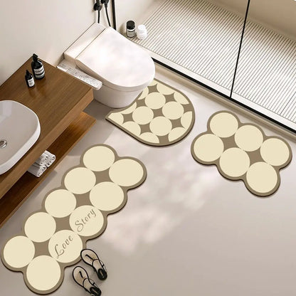 U-Shaped Toilet Mat 3-Piece Set - PVC, Anti-Slip & Water-Absorbent