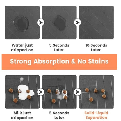 Absorbent Pet Feeding Mat - Non-Slip, Easy-Clean Tray for Dog & Cat Bowls