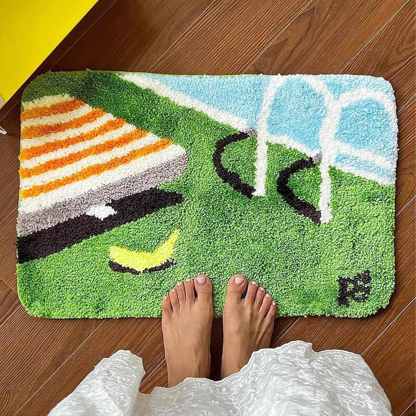 "Take It Off" Funny Bath Mat - Green Cute & Machine Washable Shower Rug