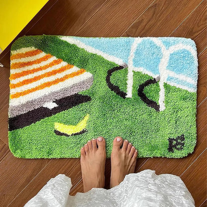 "Take It Off" Funny Bath Mat - Green Cute & Machine Washable Shower Rug