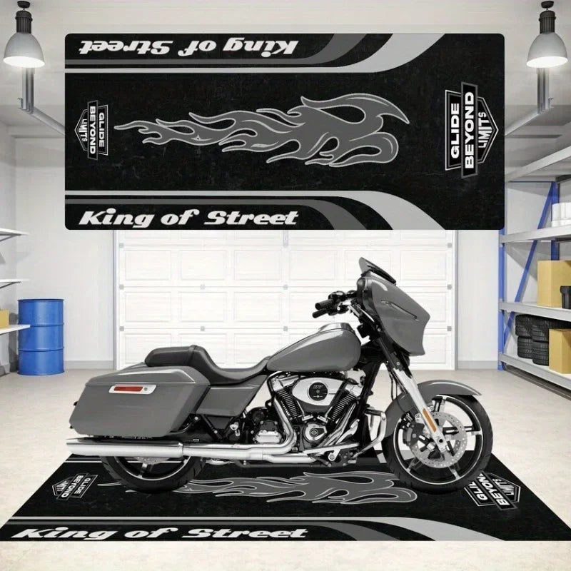 Motorcycle Display Mat - Dirt-Resistant Rug for Man Cave, Garage & Bedroom