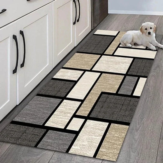 Geometric Area Rug - Non-Slip & Durable for Living Room, Hallway & Entrance