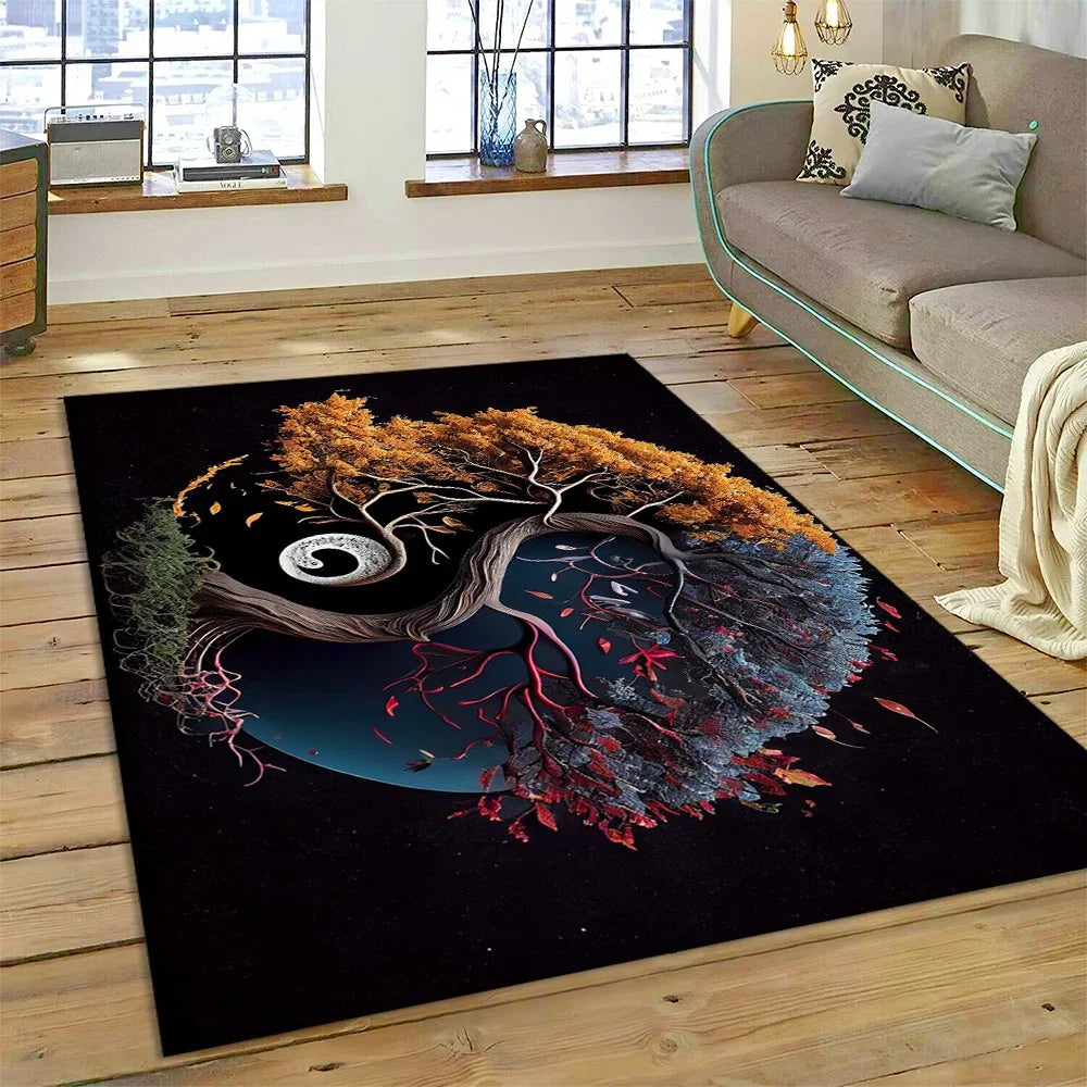 3D Yin Yang Tai Chi Rug - Meditation Area Carpet for Zen Living Room & Bedroom Decor