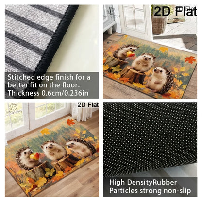 American Retro Maple Leaf Doormat - Soft Flannel Entrance Rug, Durable & Easy Clean