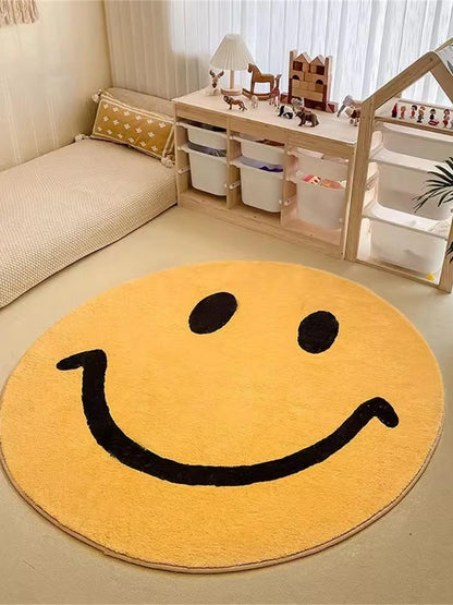 Smiling Face Round Rug - Soft & Comfortable Floor Mat for Living Room and Study