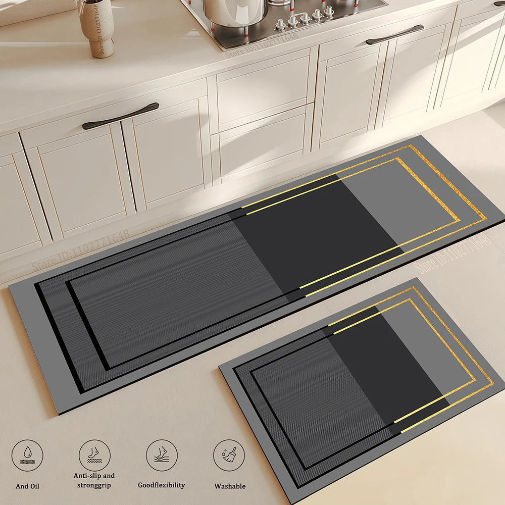 Long Absorbent Kitchen Runner Rug - Anti-Slip Floor Mat for in Front of Sink & Stove