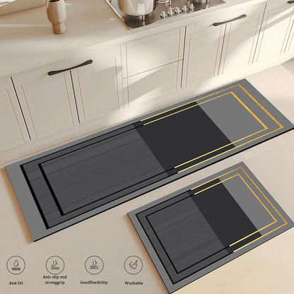 Long Absorbent Kitchen Runner Rug - Anti-Slip Floor Mat for in Front of Sink & Stove