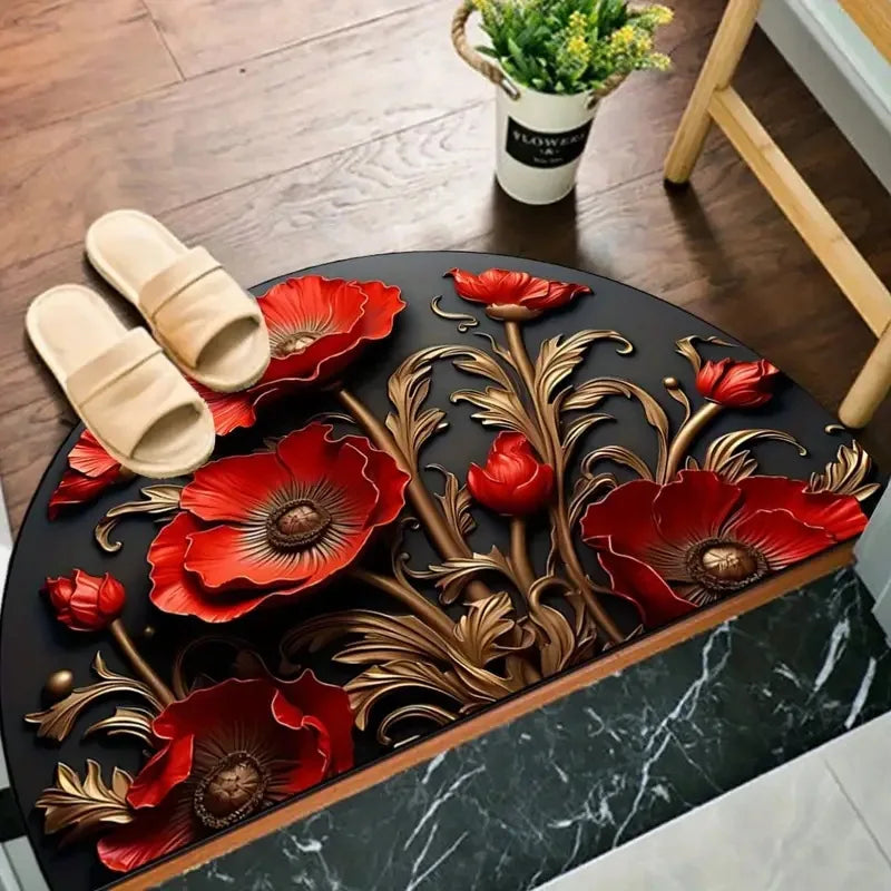 Boho Half-Moon Entryway Rug - Plush Crystal Velvet, Non-Slip & Dirt Resistant