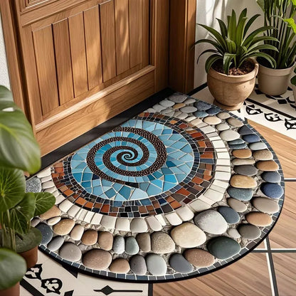 Semi-Circle Crystal Velvet Doormat - Plush, Non-Slip & Wear-Resistant Entrance Mat