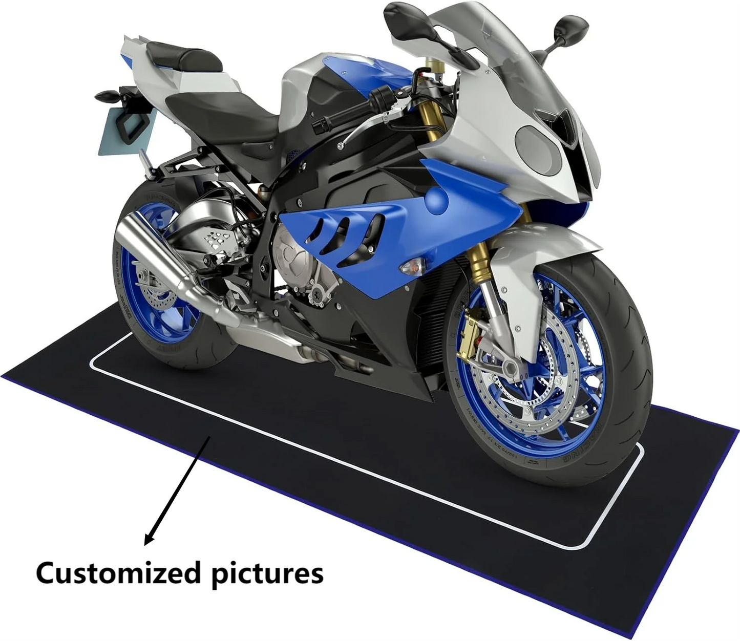 Custom Motorcycle Parking Mat - Oil Absorbent, Washable & Anti-Slip Garage Rug
