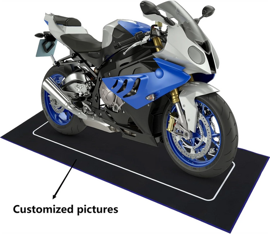 Custom Motorcycle Parking Mat - Oil Absorbent, Washable & Anti-Slip Garage Rug