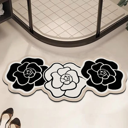 Floral Bath Mat Set of 3 - Absorbent & Non-Slip Bathroom Rugs, Light Luxury Decor