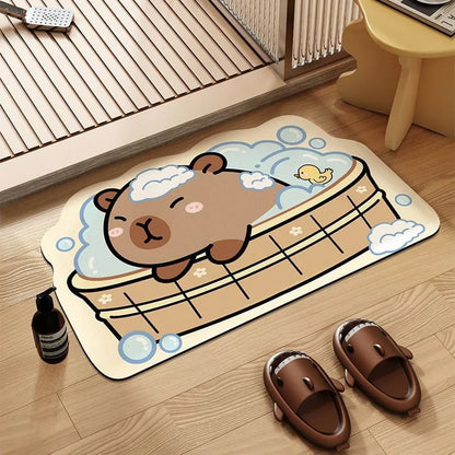 Capybara Diatomite Bath Mat - Quick-Dry, Absorbent & Non-Slip Bathroom Floor Rug