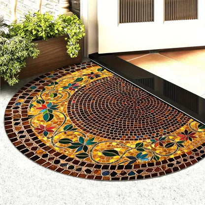 Winter Floral Doormat - Soft & Absorbent European Style Rug for Entrance & Bathroom
