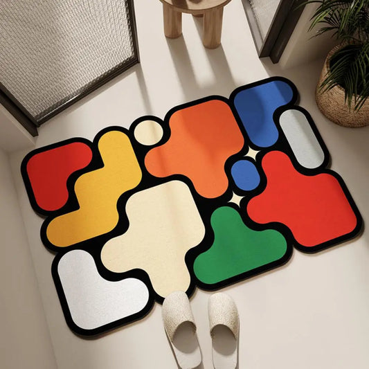 Puzzle Design Diatomite Bath Mat - Quick-Dry, Absorbent & Dirt Resistant