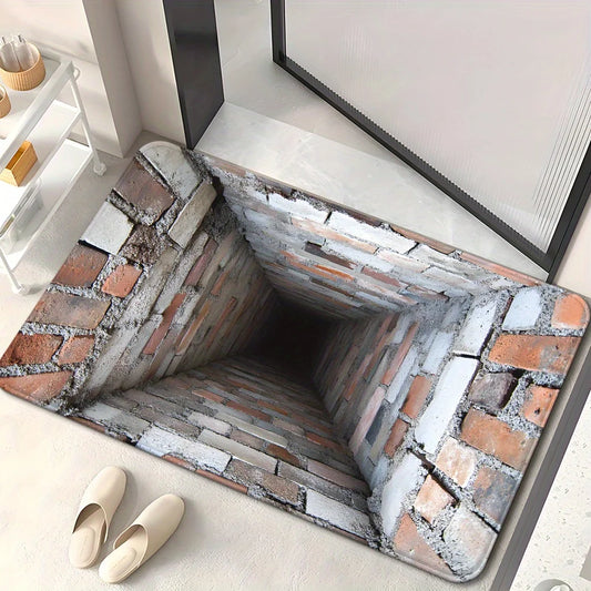 3D Brick Doormat - Non-Slip & Washable Absorbent Rug for Entryway & Bathroom