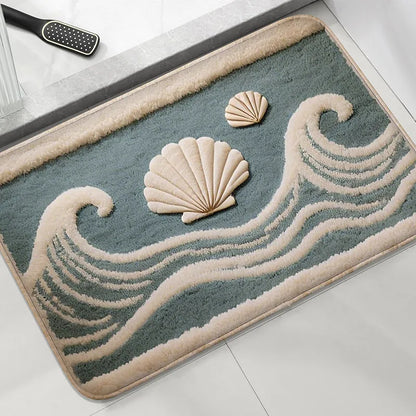 Underwater Fish Bath Mat - Absorbent & Non-Slip Shower Floor Rug for Modern Bathrooms