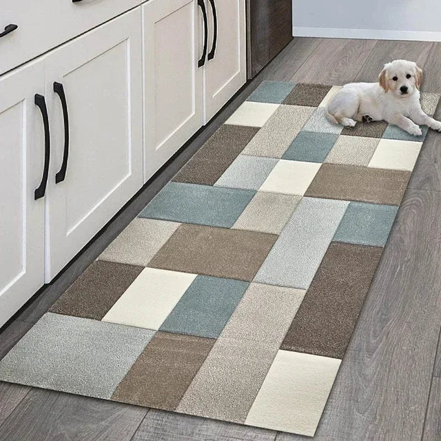 Geometric Area Rug - Non-Slip & Durable for Living Room, Hallway & Entrance