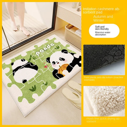 Panda Plush Bath Mat - Super Absorbent & Non-Slip Faux Cashmere Rug