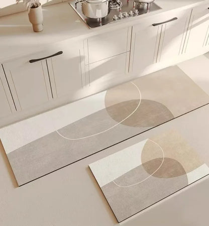Modern Geometric Diatomite Mat - Absorbent & Non-Slip Floor Pad for Kitchen & Bathroom