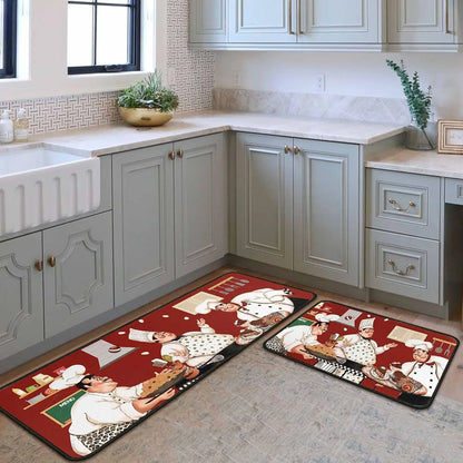 2-Pack Kitchen Rugs and Mats, Non-Slip Washable Floor Mat Set, Stain Resistant Coffee Brown Rugs, Kitchen Sink & Stove Mats