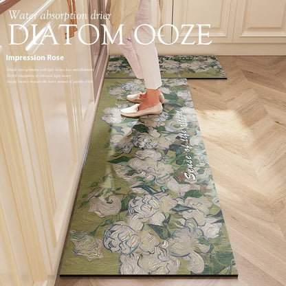 Washable Diatomite Kitchen Mat - Oil & Water Repellent, Super Absorbent