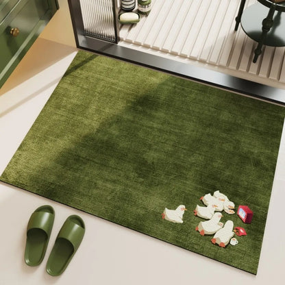 Sheep Pattern Artificial Grass Doormat - Green, Non-Slip & Easy to Clean