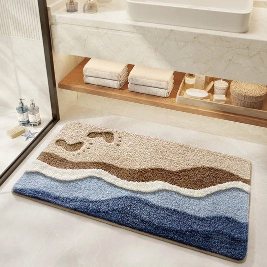 Minimalist Long Bath Mat - Super Absorbent, Non-Slip & Stain-Resistant Rug