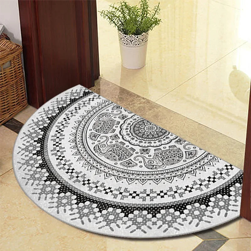 Retro Half-Moon Doormat - Vintage Style Entrance Rug for Living Room & Bedroom
