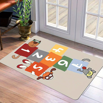 Retro Plush Doormat - Crystal Velvet Entrance Rug, Dirt Resistant & Easy Clean