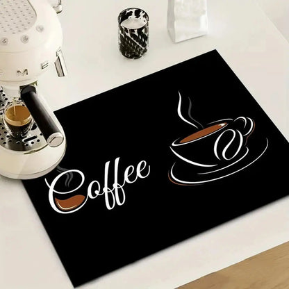 Rubber-Backed Dish Drying Mat - Absorbent & Machine Washable for Coffee Bar & Sink
