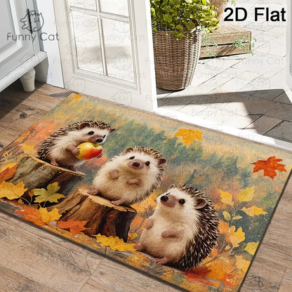 American Retro Maple Leaf Doormat - Soft Flannel Entrance Rug, Durable & Easy Clean