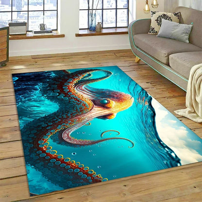 3D Dolphin Area Rug for Kids Room | Underwater World Theme | Non-Slip Playmat