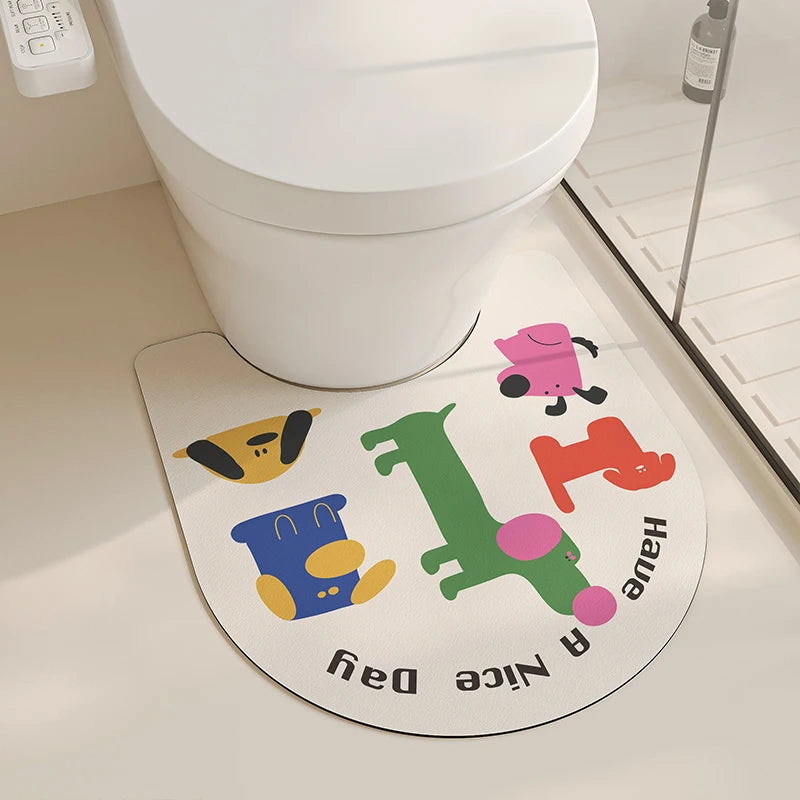 Summer Cartoon Diatomite Bath Mat - Quick-Dry, Absorbent & Non-Slip