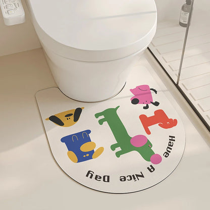 Summer Cartoon Diatomite Bath Mat - Quick-Dry, Absorbent & Non-Slip