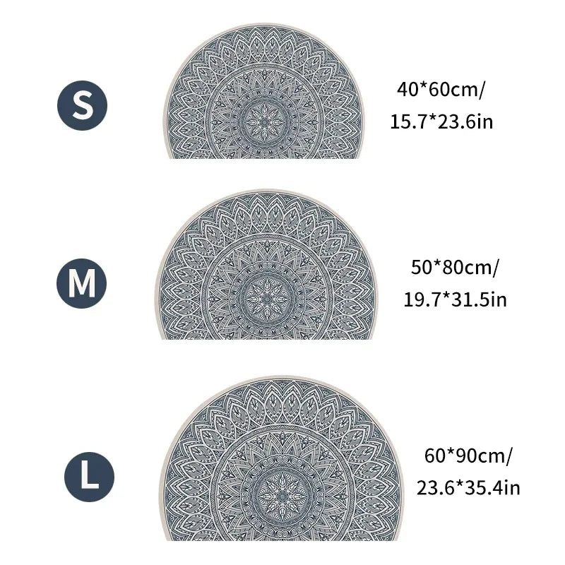European Retro Half-Moon Doormat - Semi-Circular Entrance Rug for Living Room