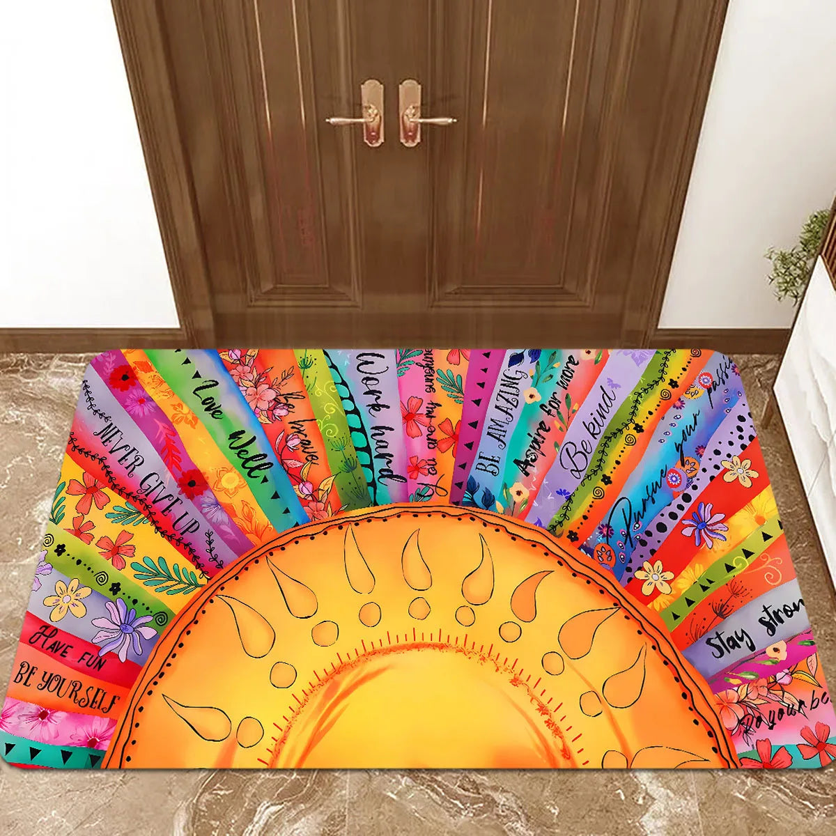 Retro Plush Doormat - Crystal Velvet Entrance Rug, Dirt Resistant & Easy Clean