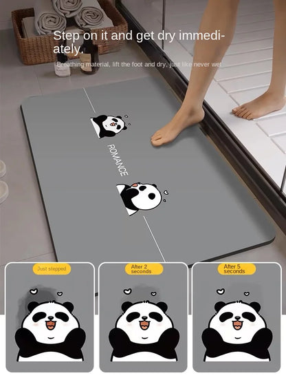 Cute Panda Diatomite Bath Mat - Super Absorbent & Non-Slip Bathroom Rug