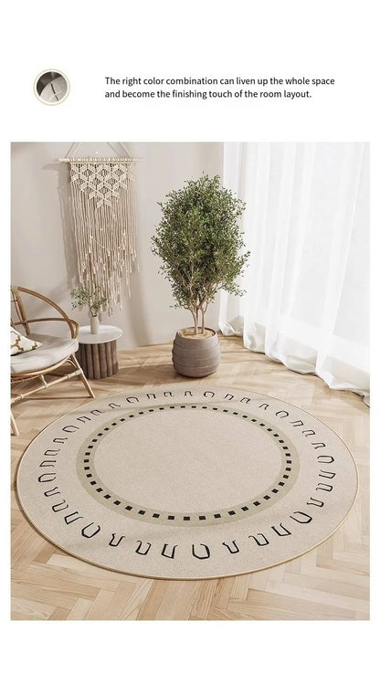 Modern Round Faux Wool Rug - Non-Slip & Washable Area Carpet for Living Room