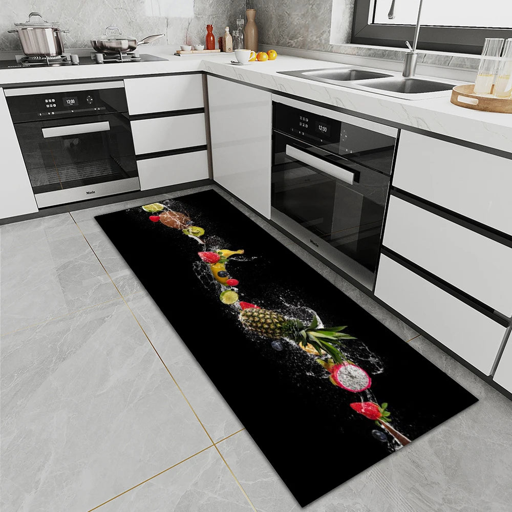 Long Plush Kitchen Runner Rug - Absorbent & Non-Slip Crystal Velvet Floor Mat