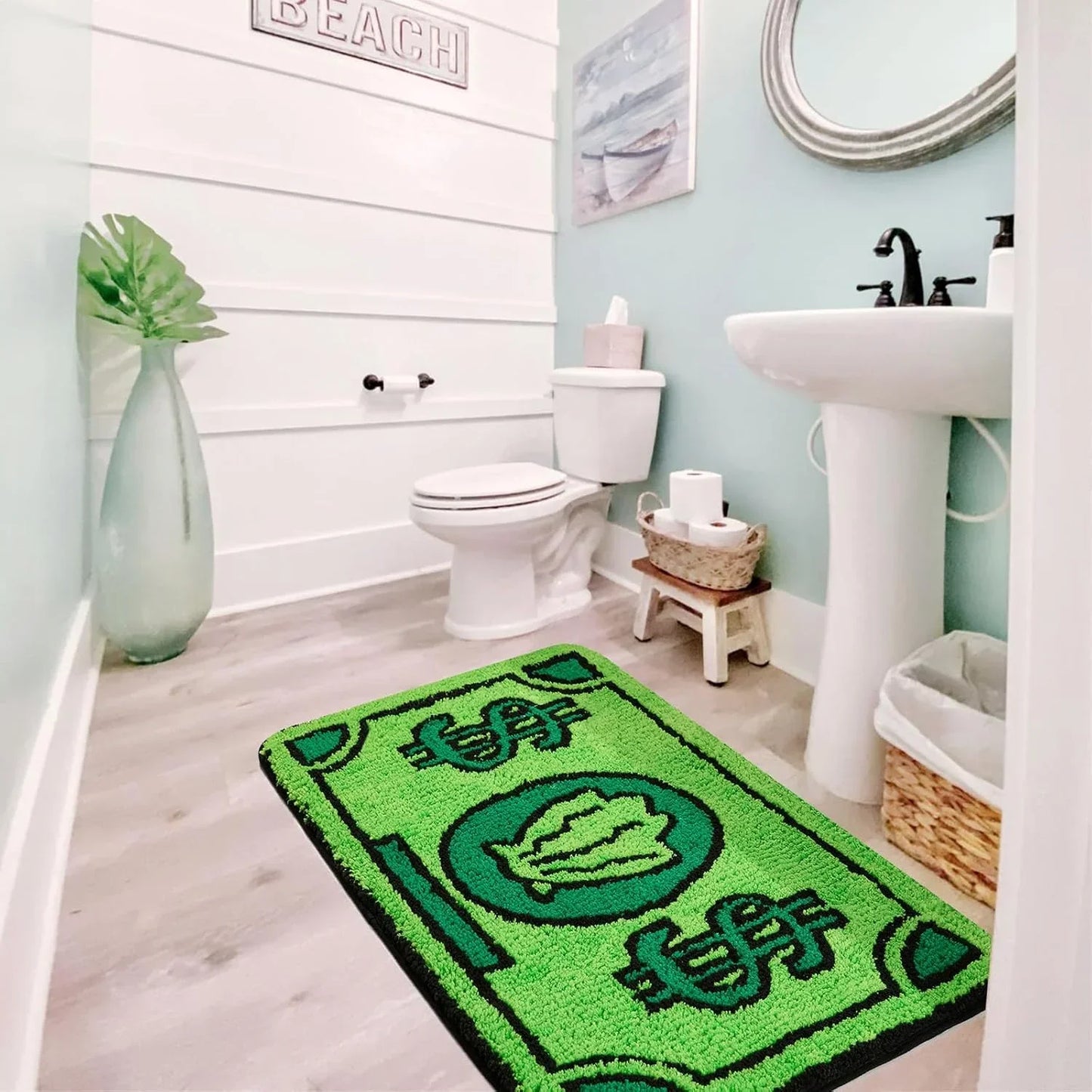 Personalized Dollar Bill Rug - Soft, Non-Slip & Washable Novelty Carpet