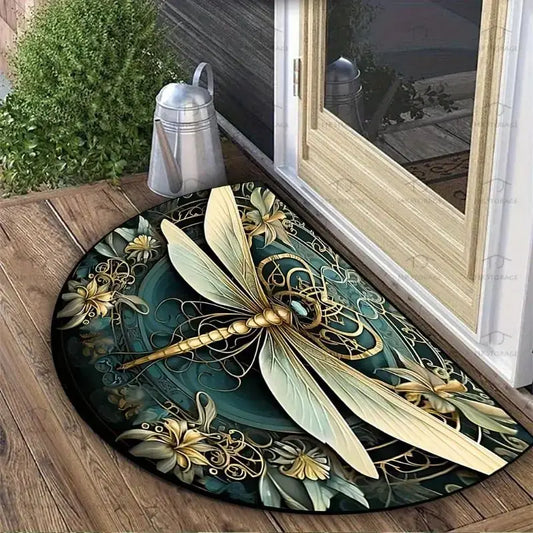 Vintage Half-Moon Doormat - Semi-Circular Welcome Rug for Indoor & Outdoor Entryway
