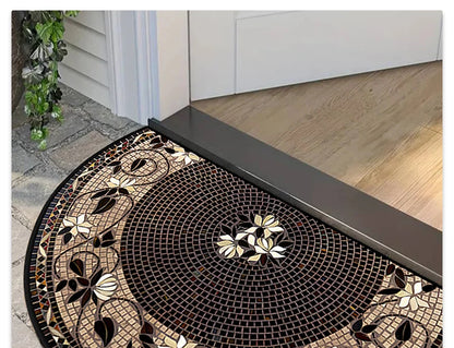 Semi-Circular Outdoor Doormat - Welcome Garden Rug for Entrance & Patio