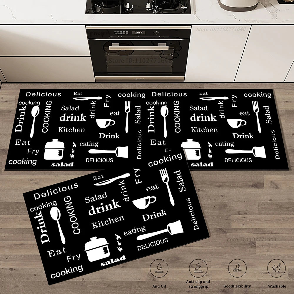 Large Absorbent Kitchen Runner - Non-Slip & Decorative Low-Pile Rug