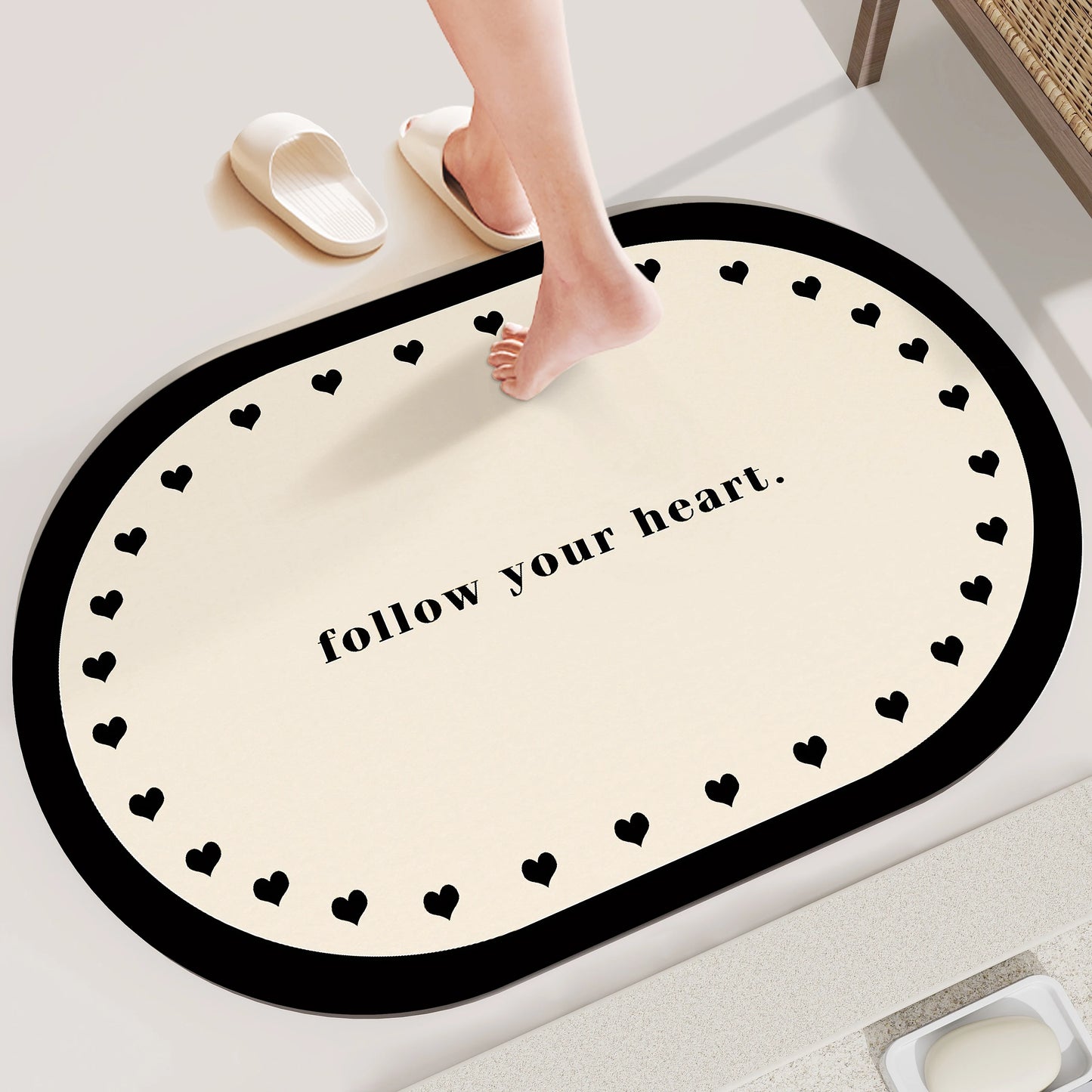 Diatomite Bath Mat - Super Absorbent & Non-Slip Foot Mat for Bathroom and Toilet