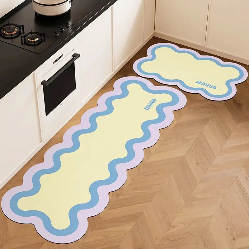 Diatomite Mat 2-Piece Set - Non-Slip & Easy Clean for Kitchen and Bathroom Door