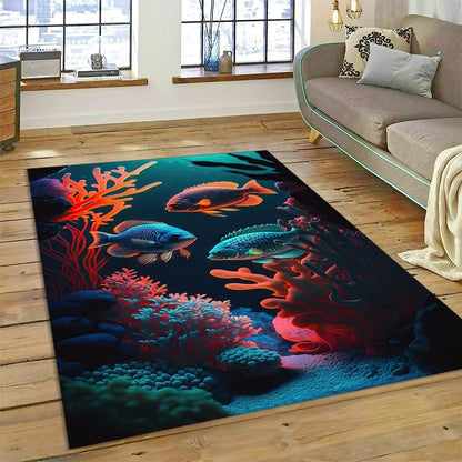3D Dolphin Area Rug for Kids Room | Underwater World Theme | Non-Slip Playmat